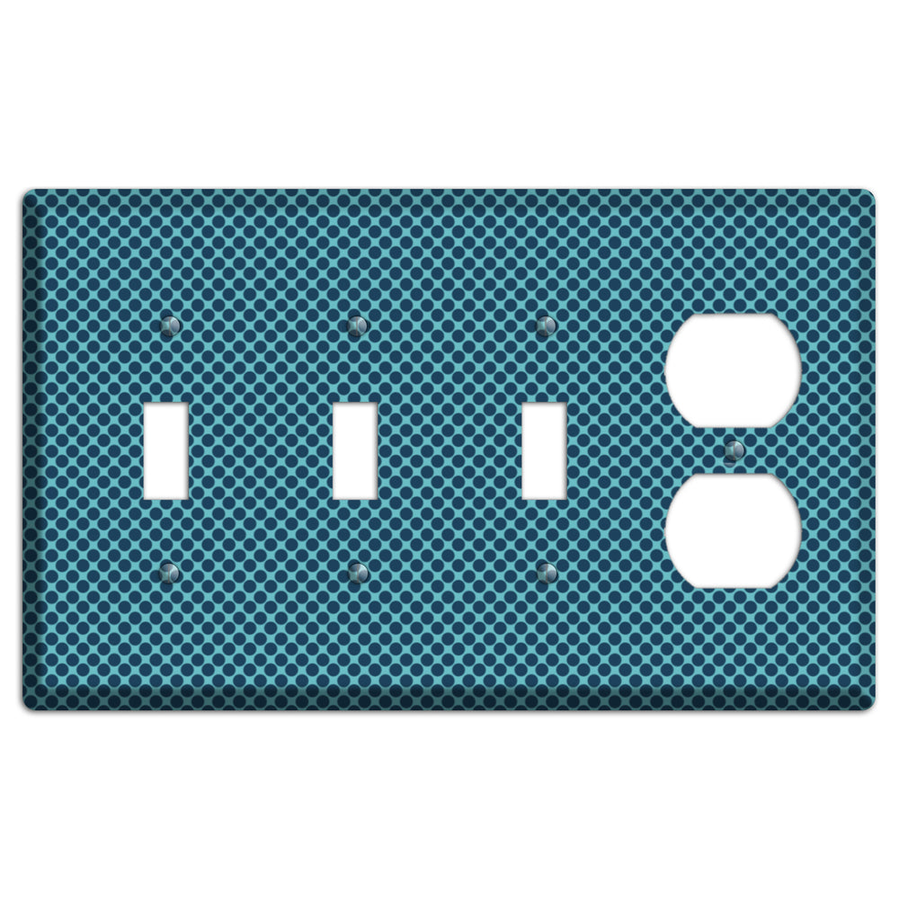 Turquoise with Blue Packed Polka Dots 3 Toggle / Duplex Wallplate