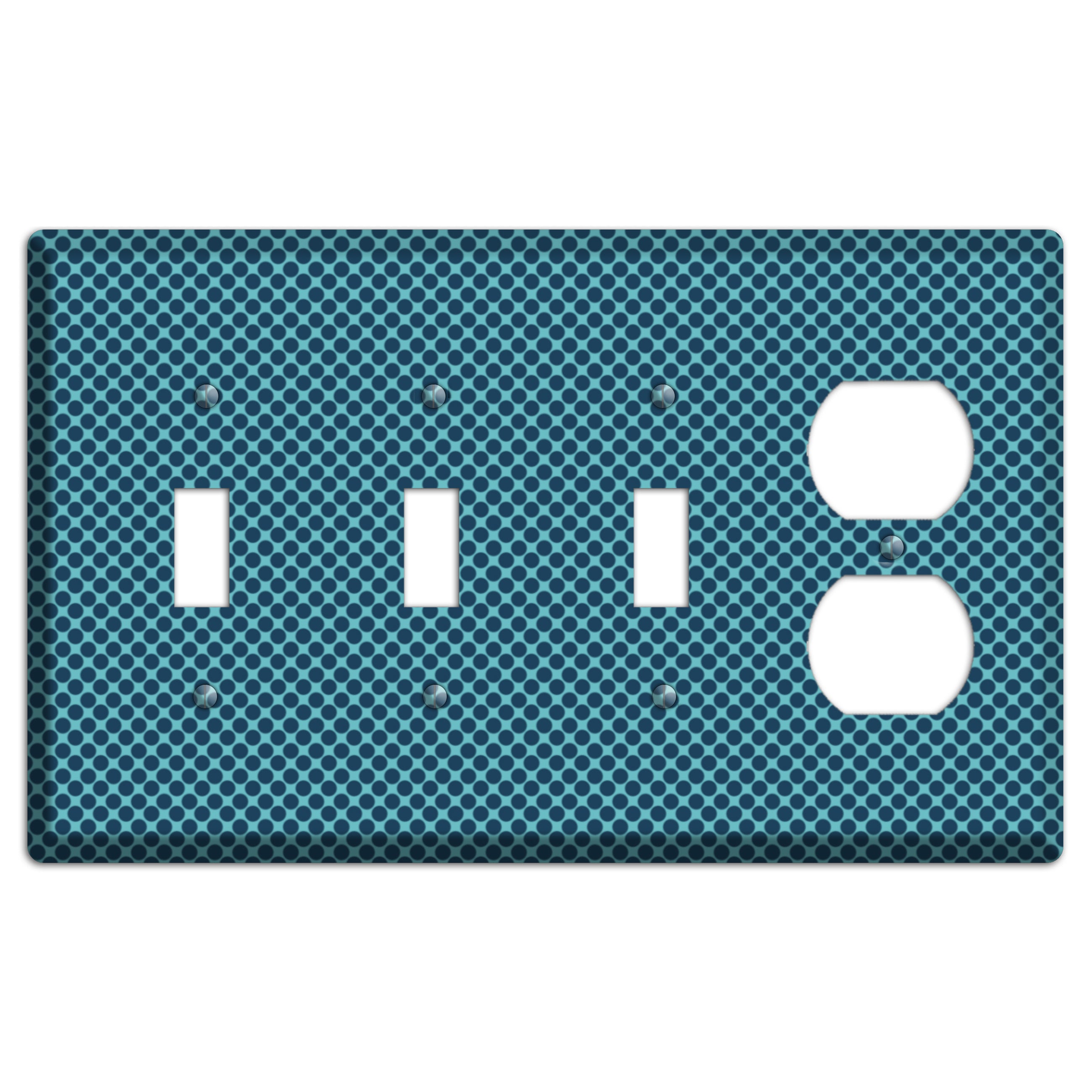 Turquoise with Blue Packed Polka Dots 3 Toggle / Duplex Wallplate