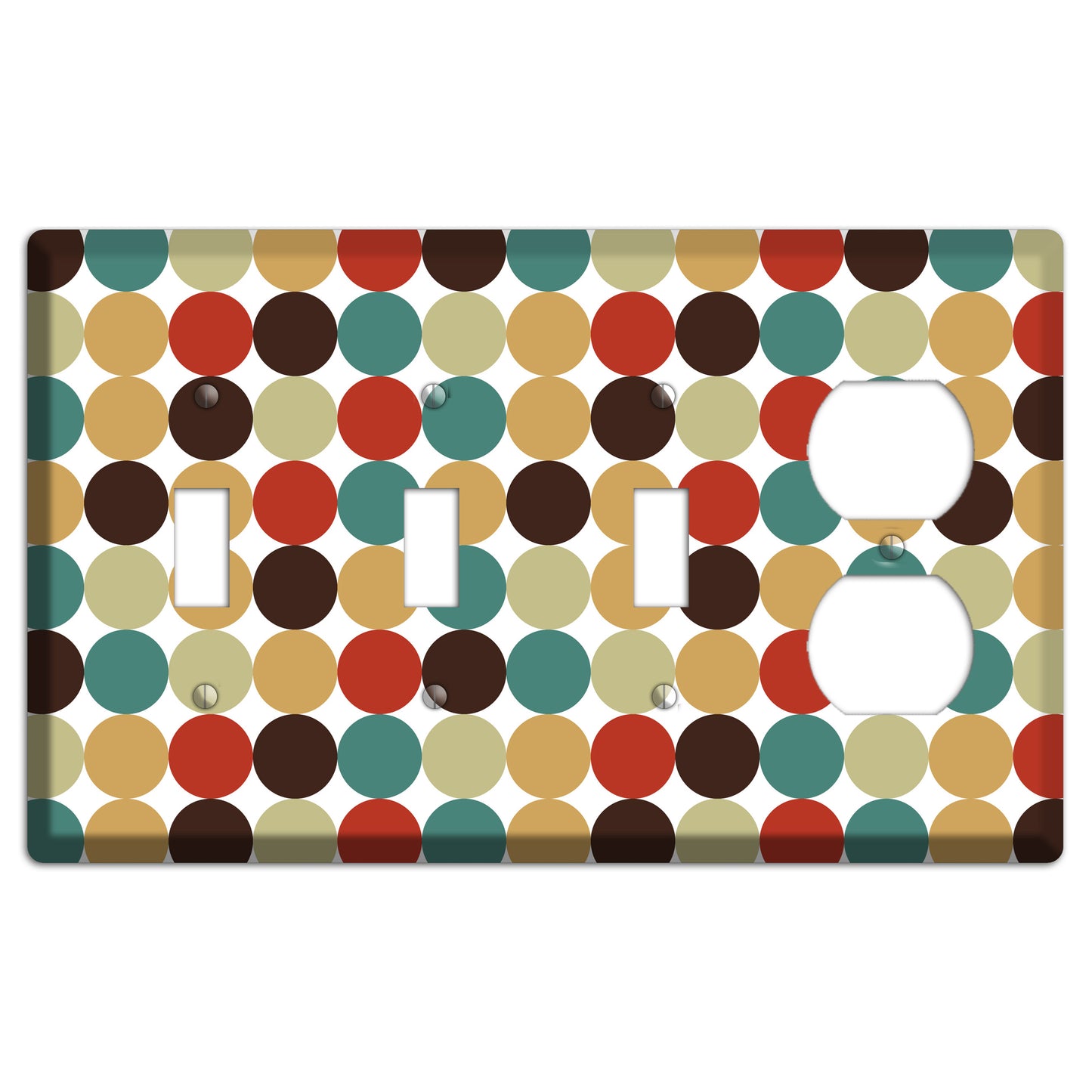 Brown Jade Beige Maroon Tiled Dots 3 Toggle / Duplex Wallplate
