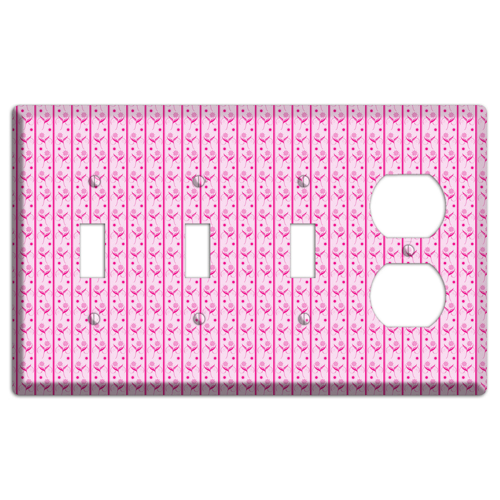 Pink Small Floral Pattern 3 Toggle / Duplex Wallplate