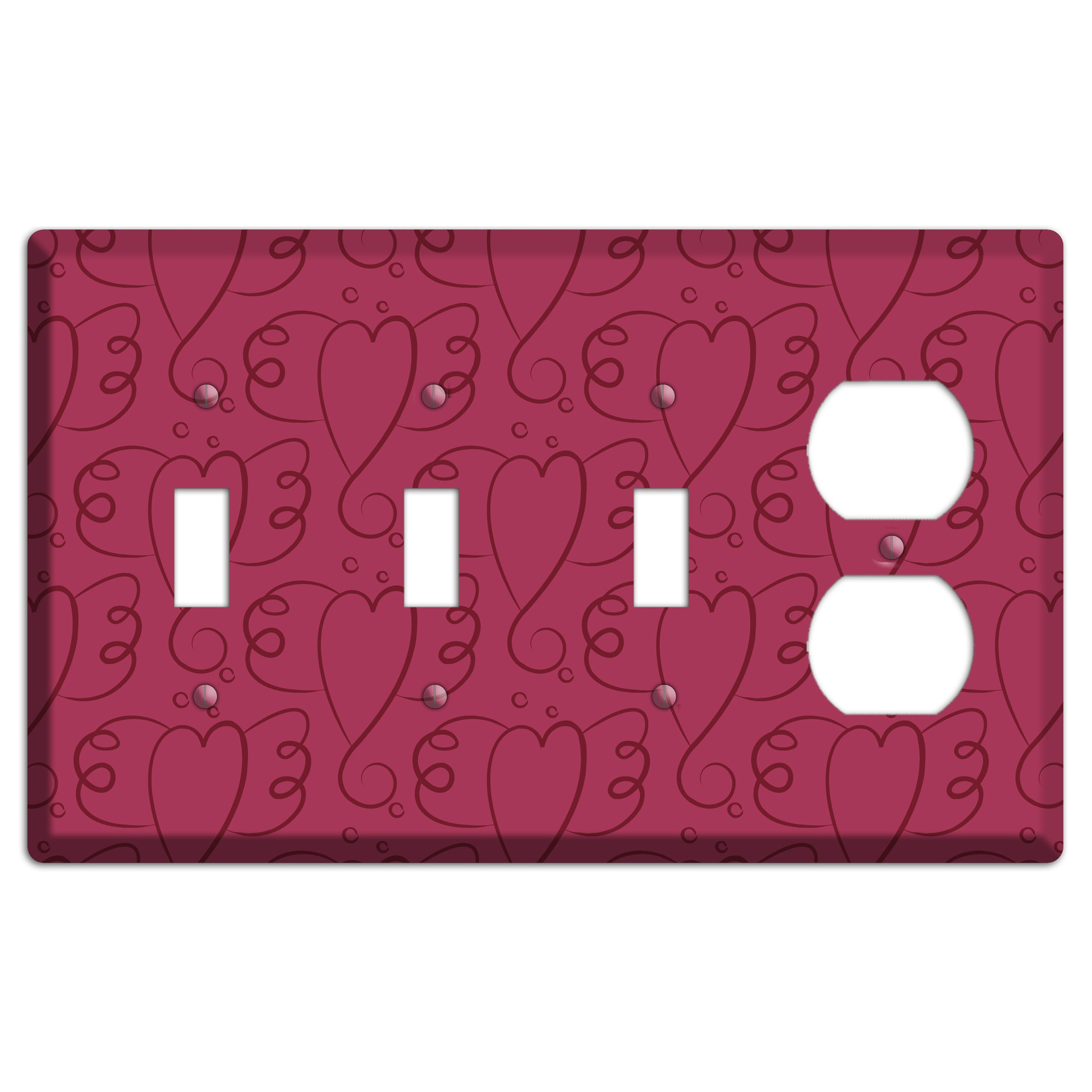Fuschia Winged Hearts 3 Toggle / Duplex Wallplate