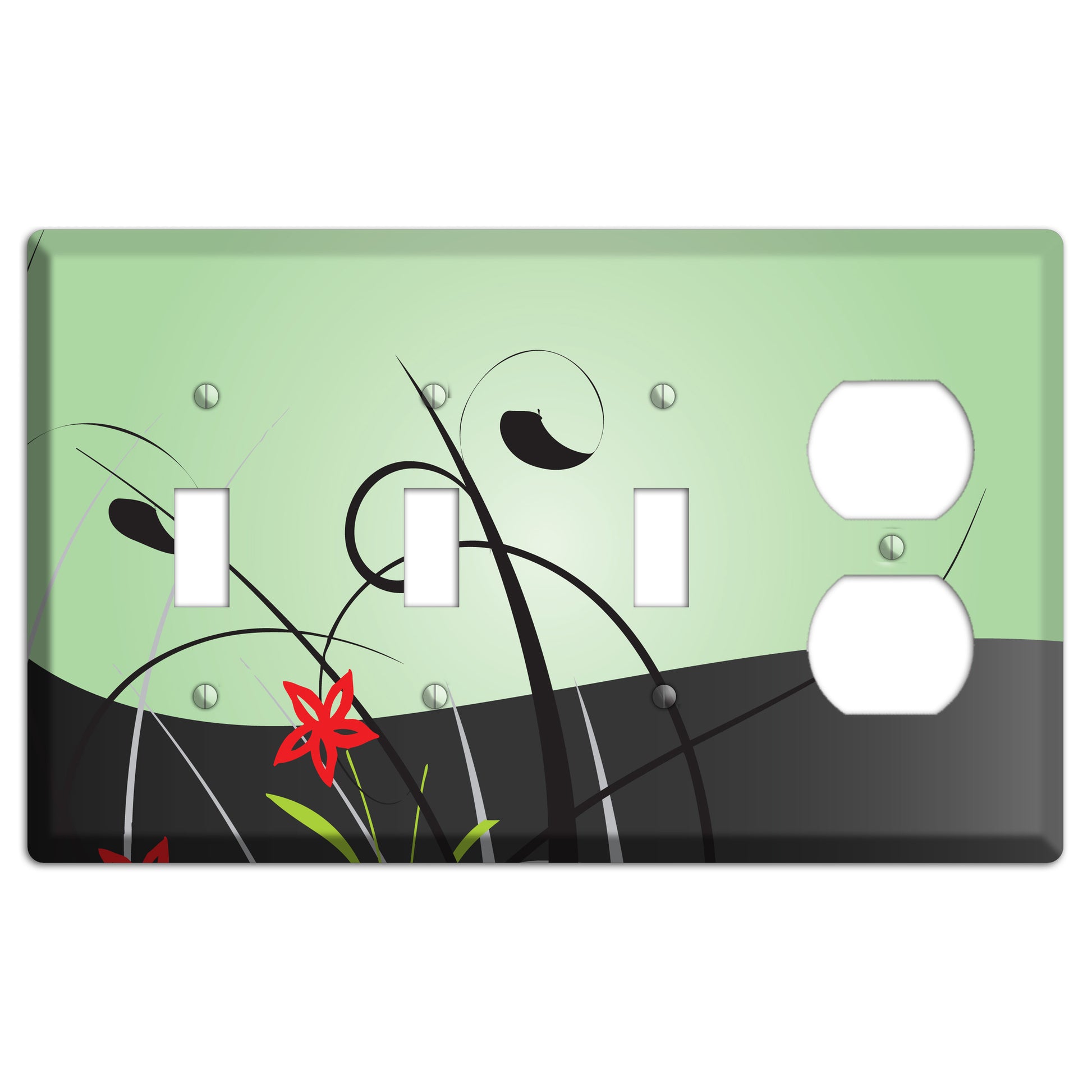 Mint Green Floral Sprig 3 Toggle / Duplex Wallplate