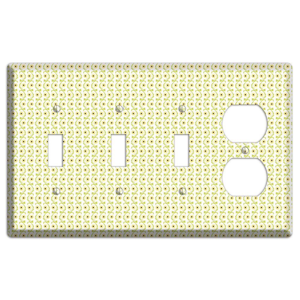 Tiny Yellow and Green Retro Sprig 3 Toggle / Duplex Wallplate