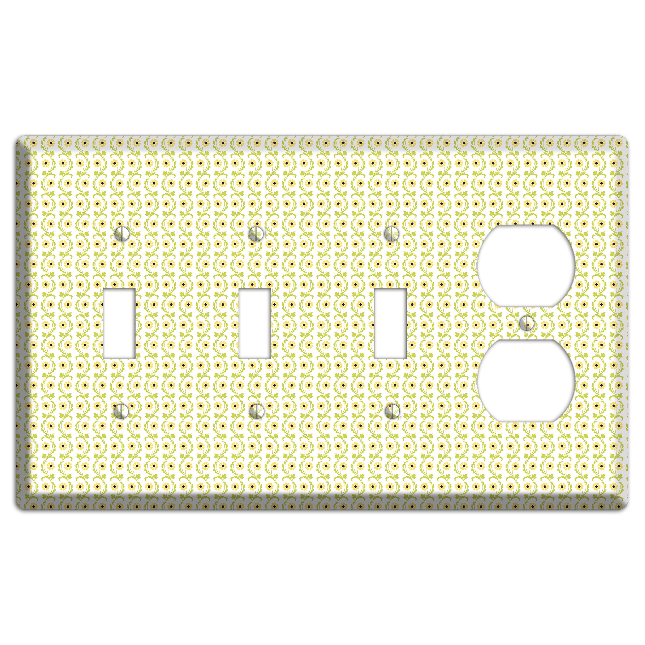 Tiny Yellow and Green Retro Sprig 3 Toggle / Duplex Wallplate