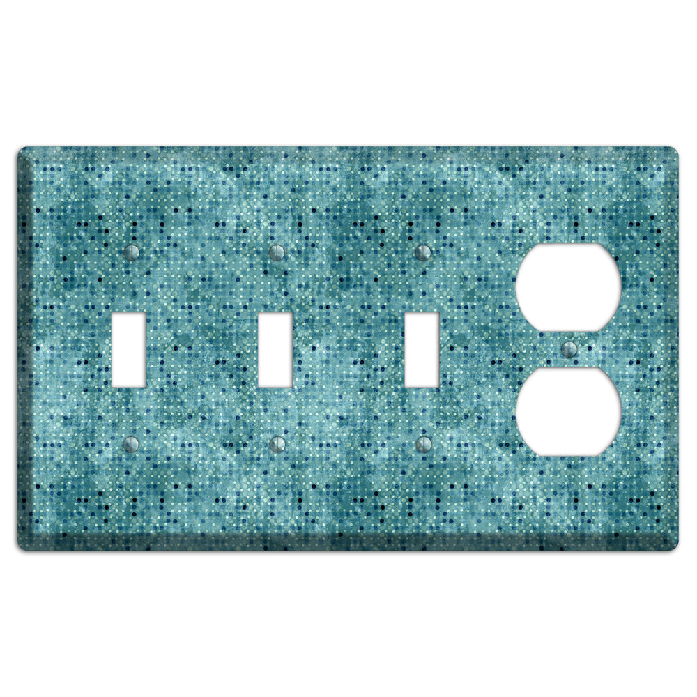 Turquoise Grunge Small Tile 3 Toggle / Duplex Wallplate