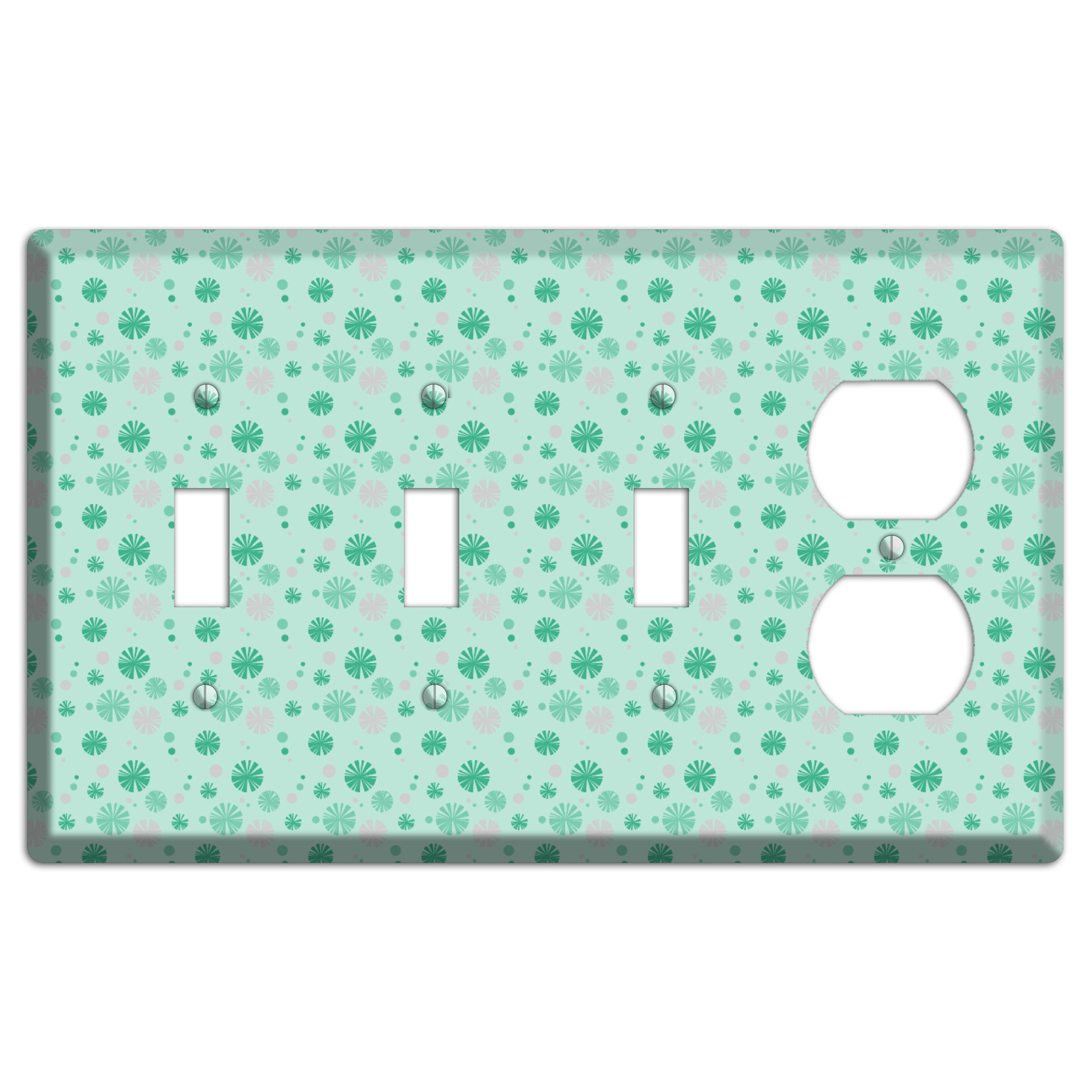Multi Aqua and Grey Retro Burst 3 Toggle / Duplex Wallplate