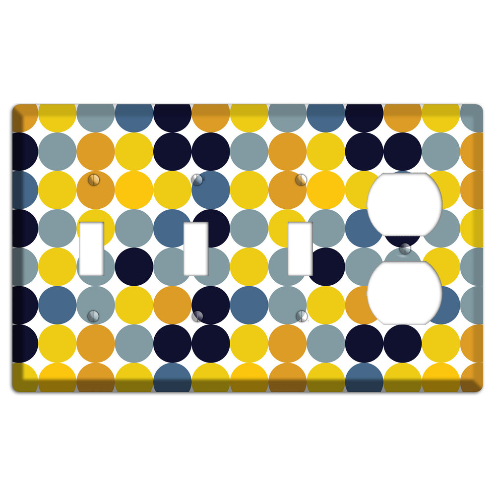 Multi Yellow and Blue Dots 3 Toggle / Duplex Wallplate