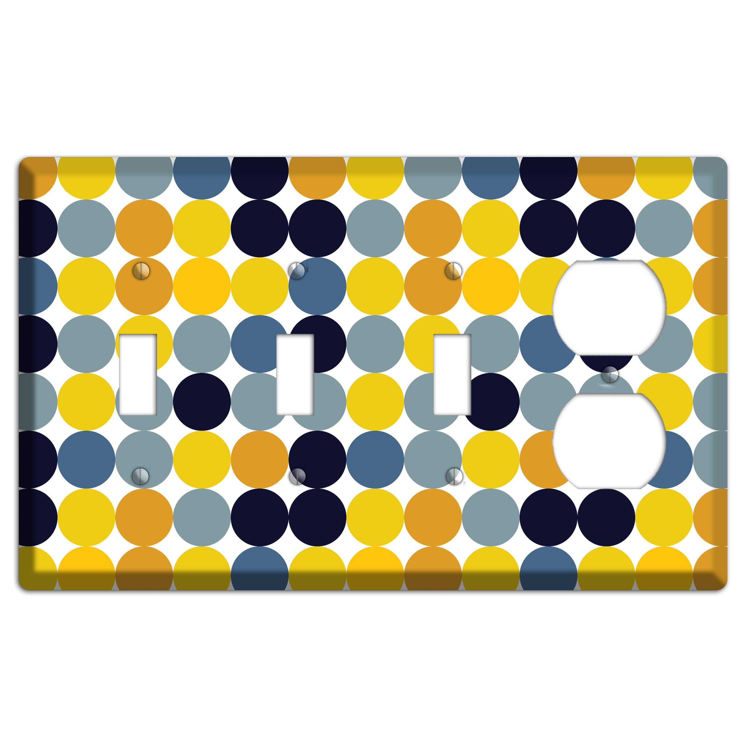 Multi Yellow and Blue Dots 3 Toggle / Duplex Wallplate
