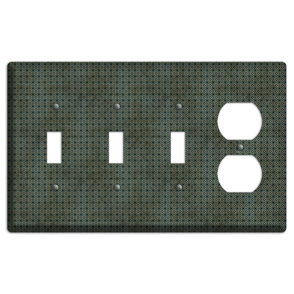 Dark Green Grunge Tiny Tiled Tapestry 3 Toggle / Duplex Wallplate