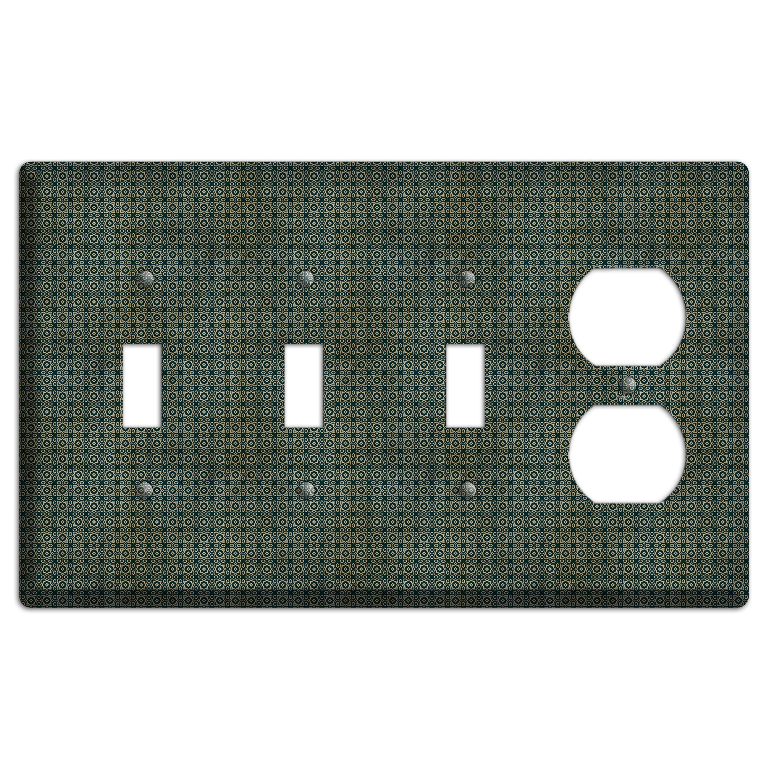 Dark Green Grunge Tiny Tiled Tapestry 3 Toggle / Duplex Wallplate