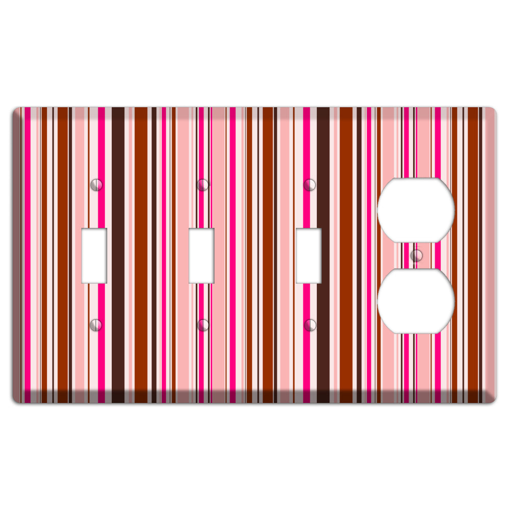 Pink Stripes 3 Toggle / Duplex Wallplate