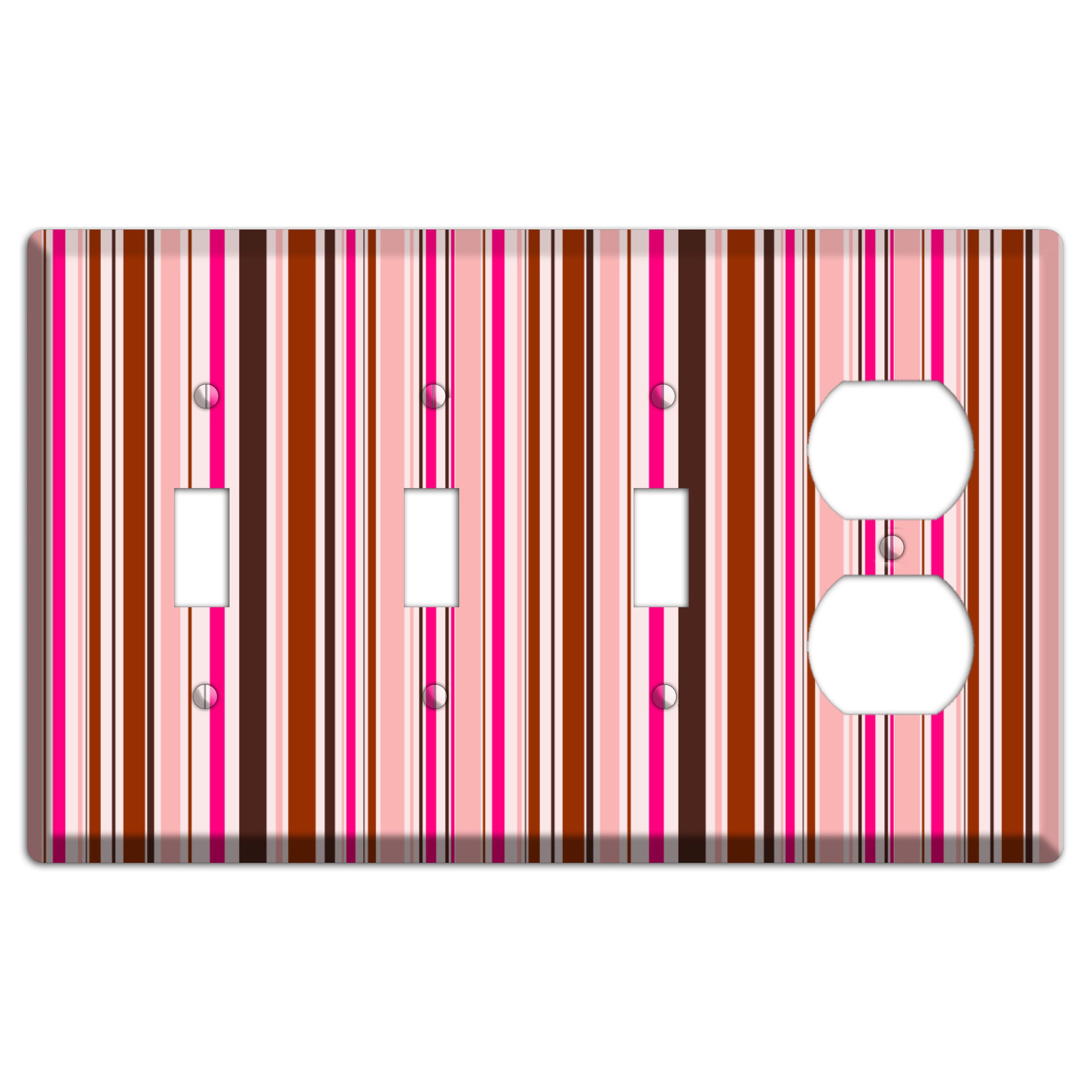 Pink Stripes 3 Toggle / Duplex Wallplate