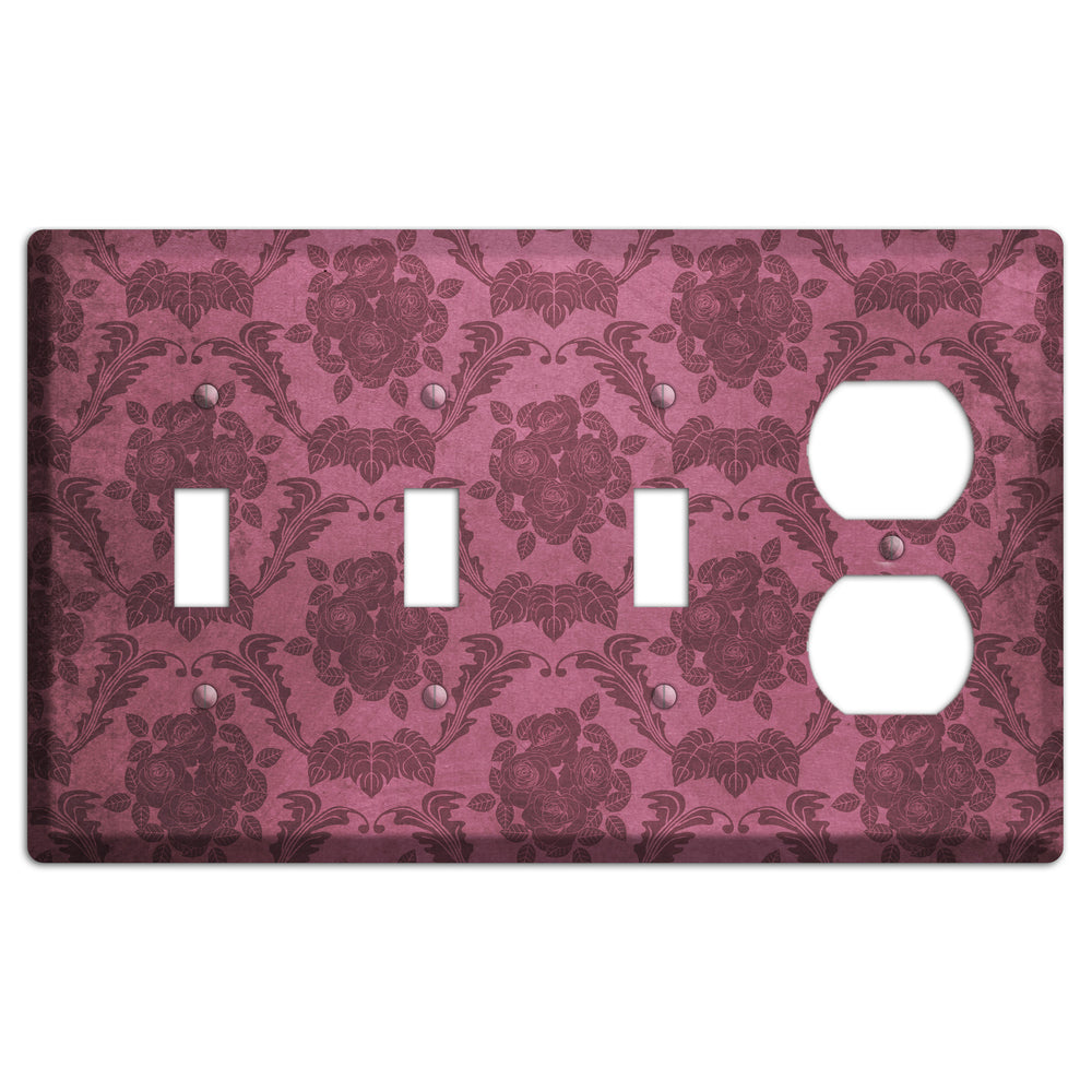 Turkish Rose Vintage Rose Damask 3 Toggle / Duplex Wallplate