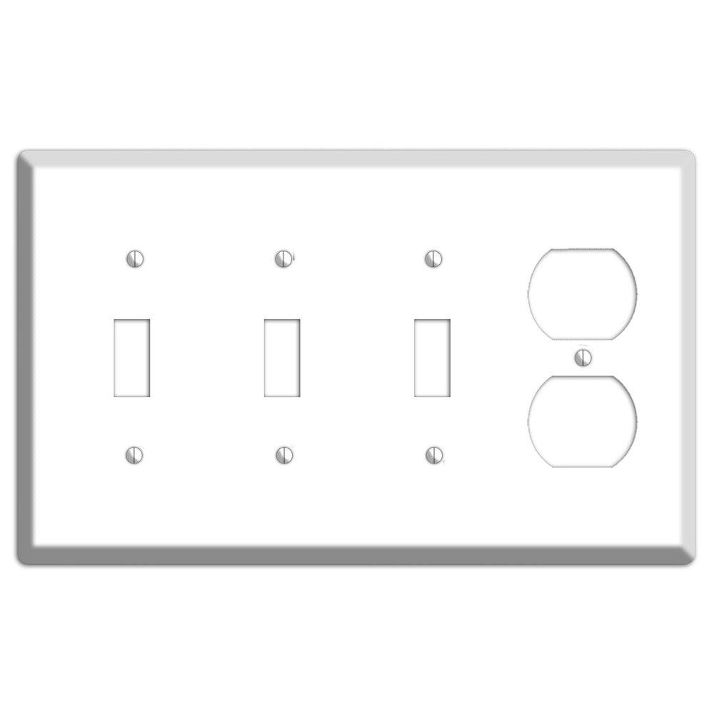 White Metal 3 Toggle / Duplex Wallplate
