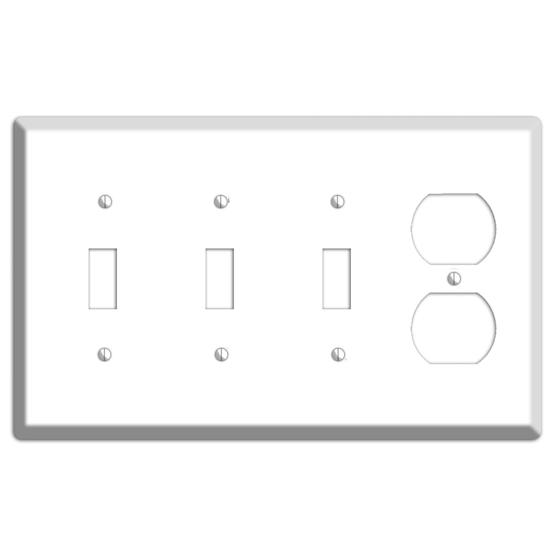 White Metal 3 Toggle / Duplex Wallplate