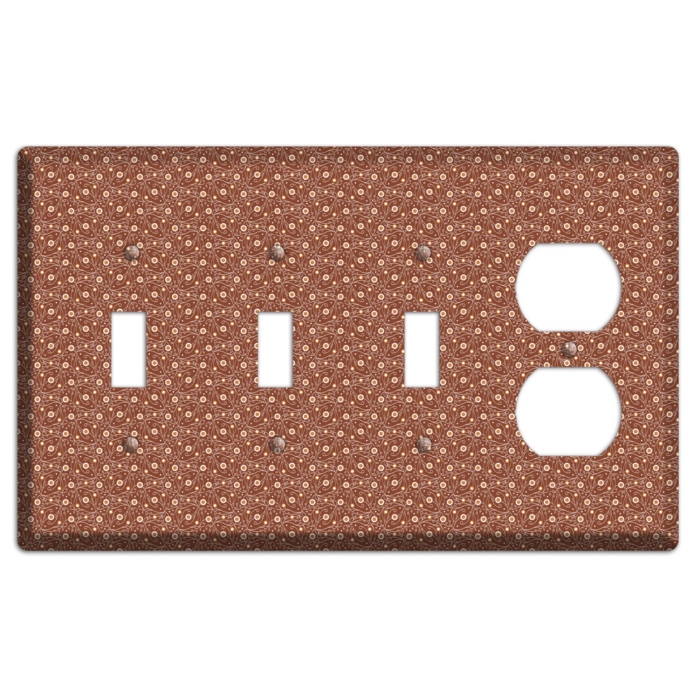 Tiny Brown Vine Floral 3 Toggle / Duplex Wallplate