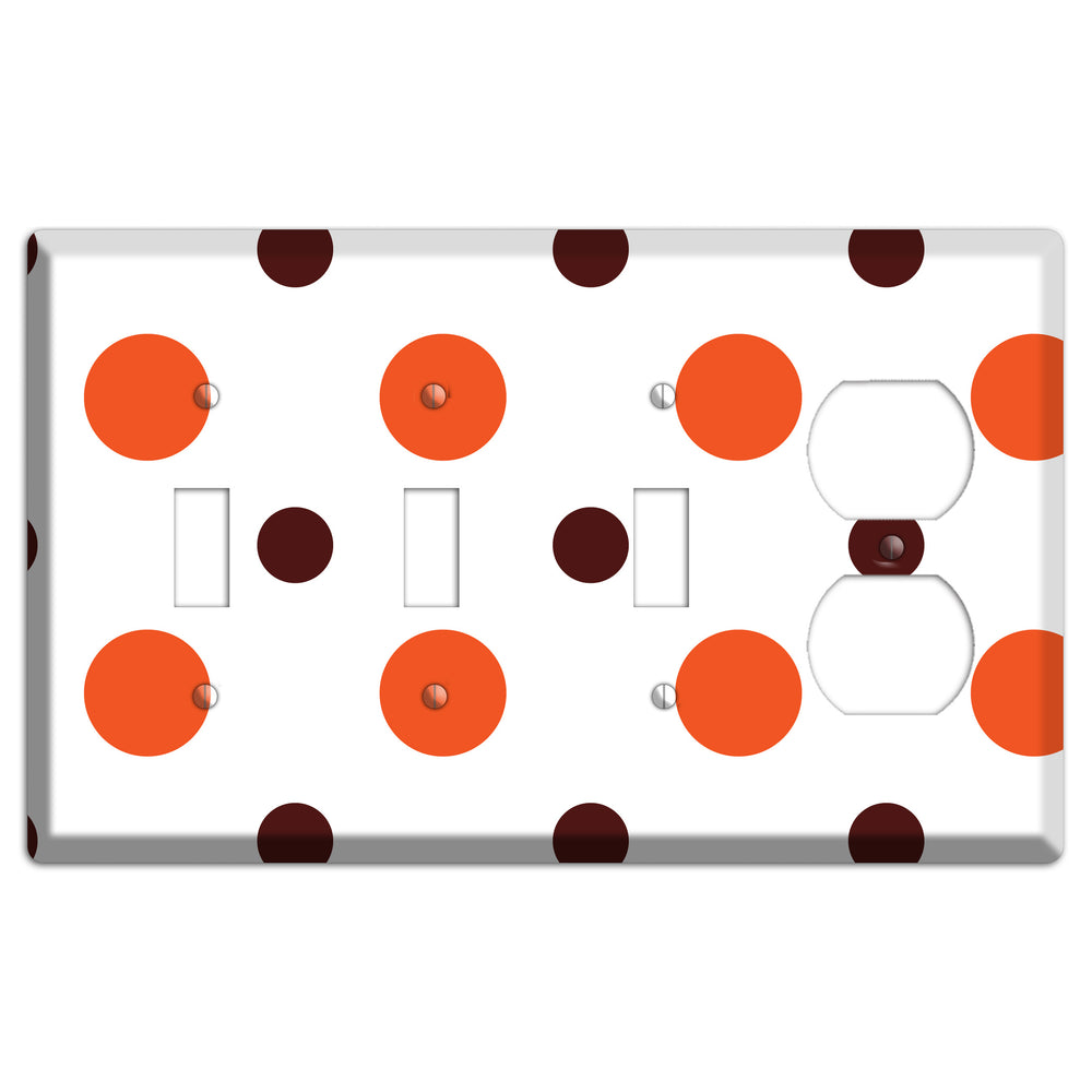 Coral and Brown Multi Medium Polka Dots 2 3 Toggle / Duplex Wallplate