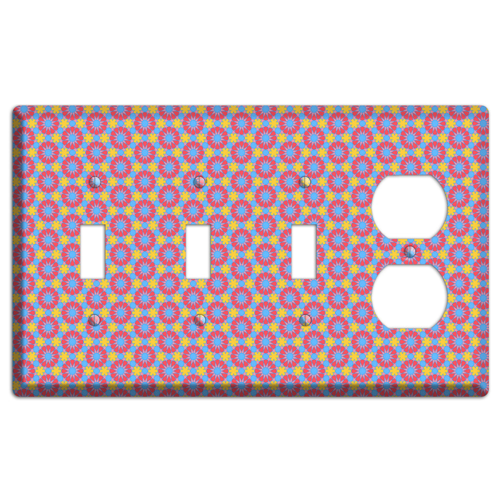 Fuschia Blue Yellow Foulard 3 Toggle / Duplex Wallplate