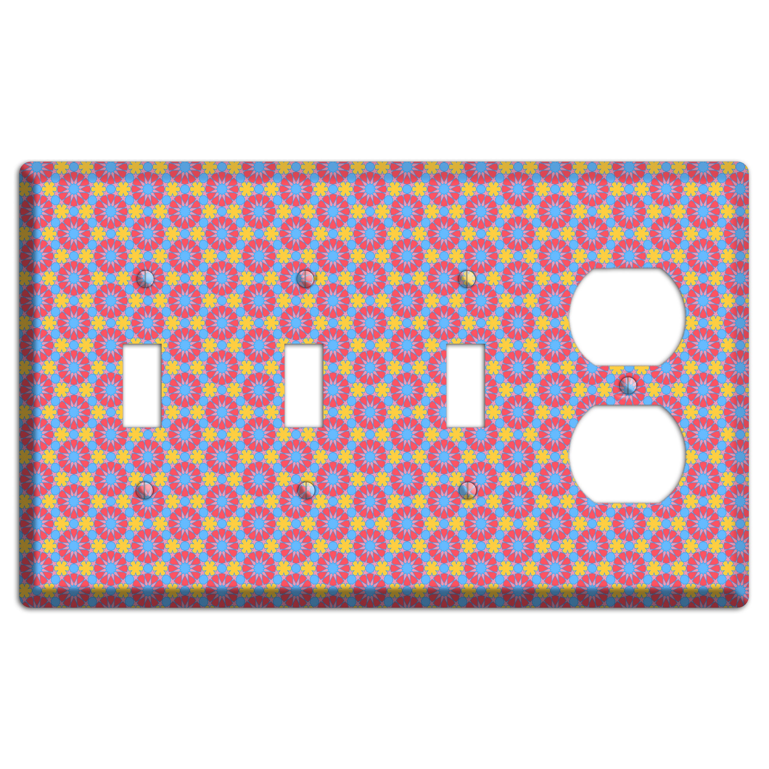 Fuschia Blue Yellow Foulard 3 Toggle / Duplex Wallplate