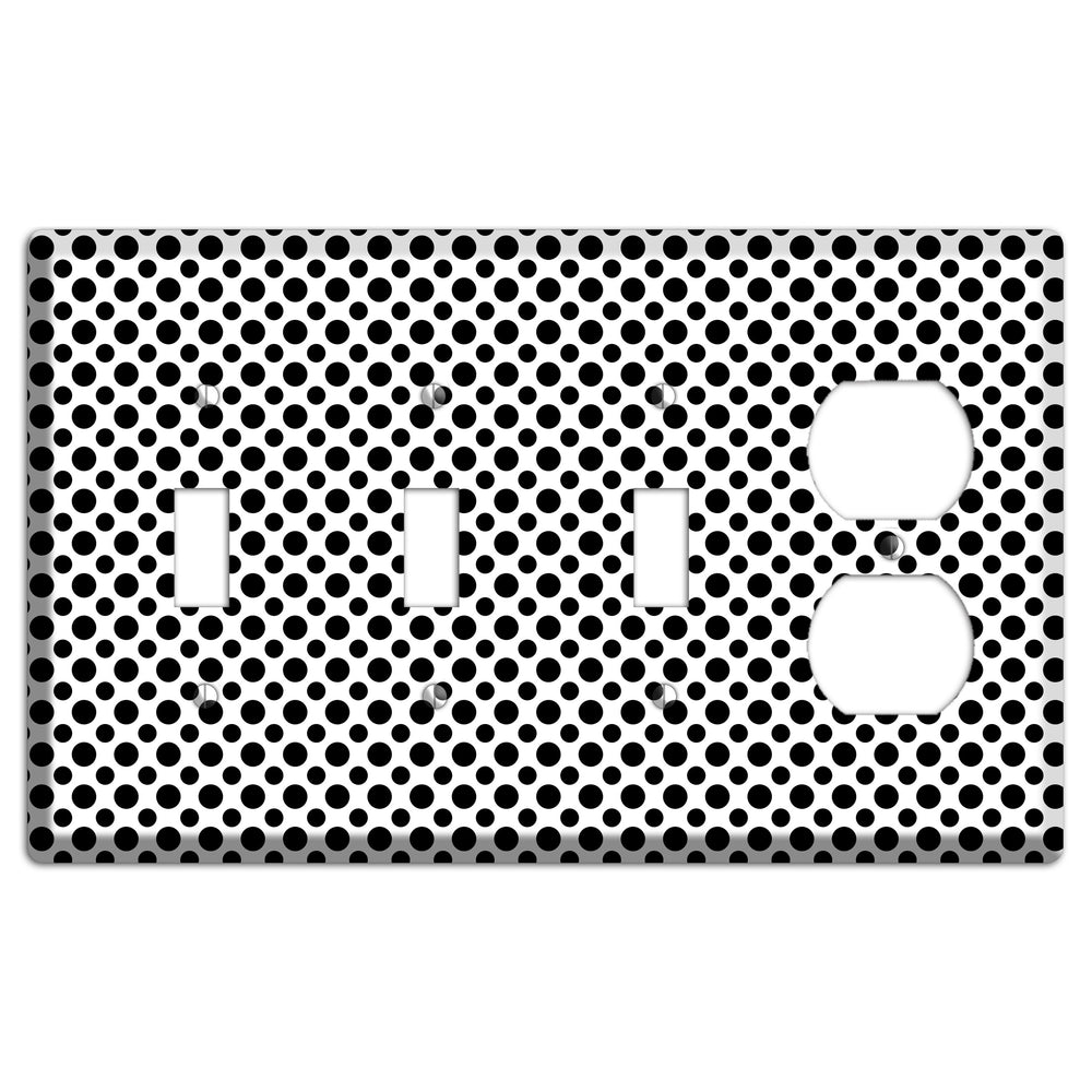 White with Black Multi Small Polka Dots 3 Toggle / Duplex Wallplate