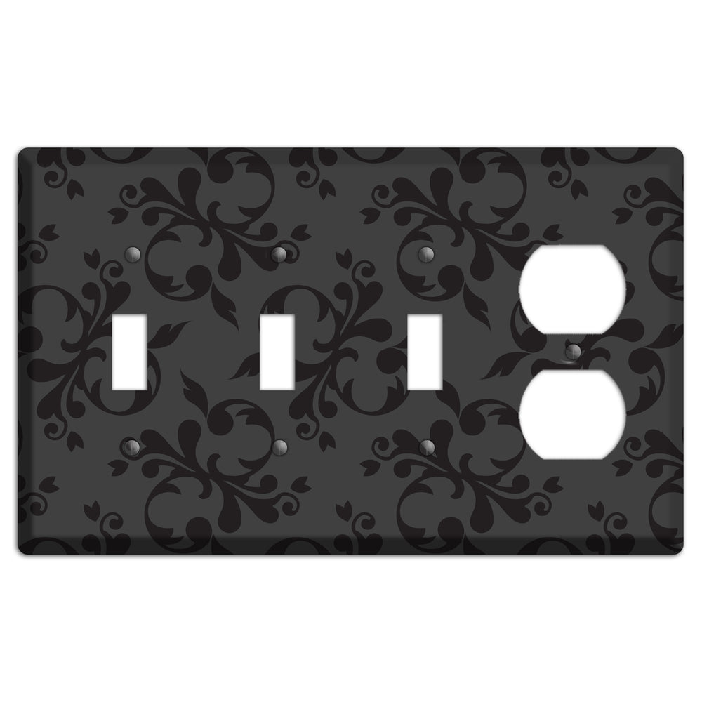 Grey Victorian Toile 3 Toggle / Duplex Wallplate
