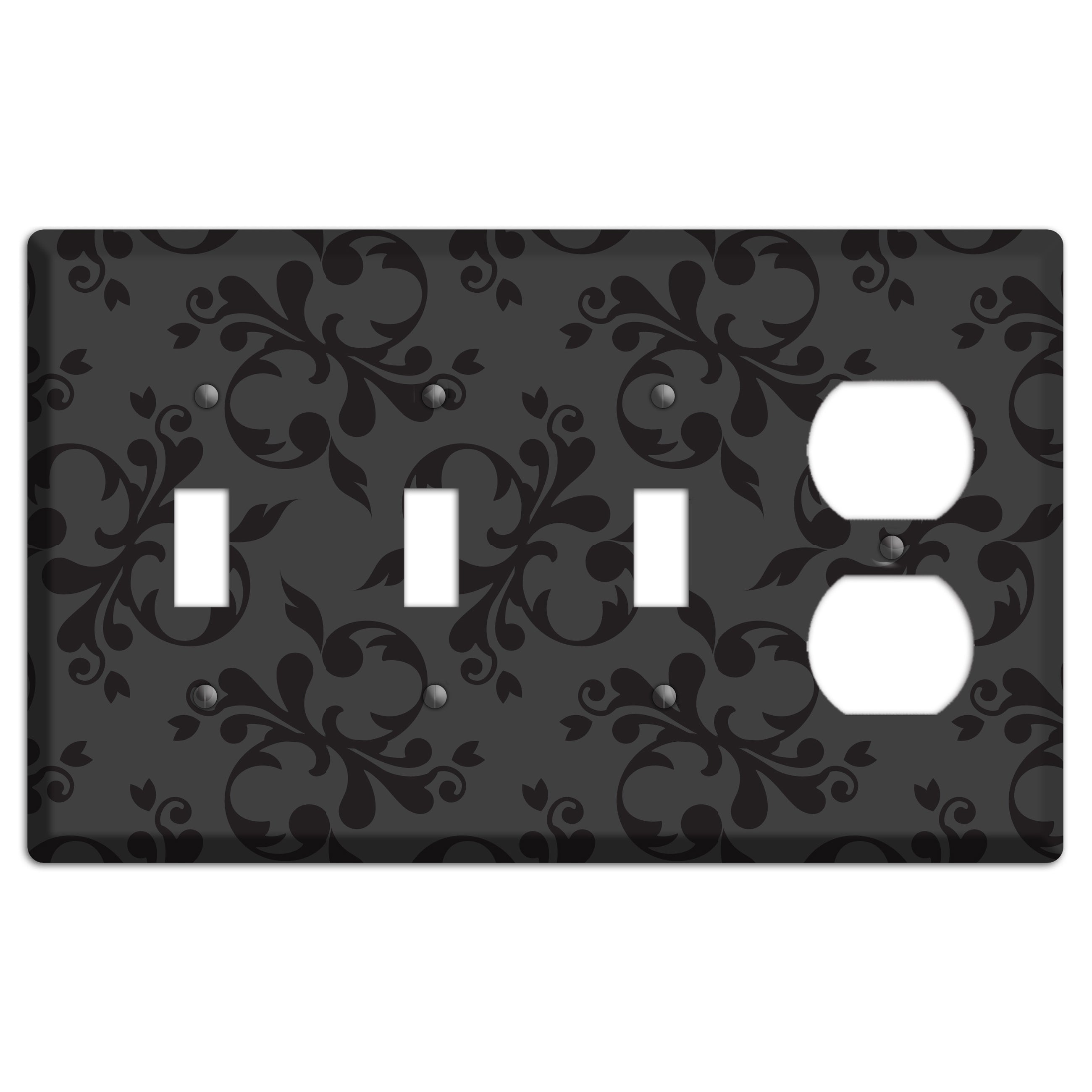 Grey Victorian Toile 3 Toggle / Duplex Wallplate