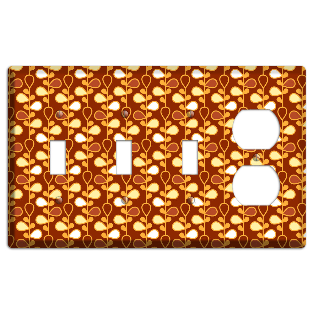Red with Orange and Yellow Drop and Vine 3 Toggle / Duplex Wallplate