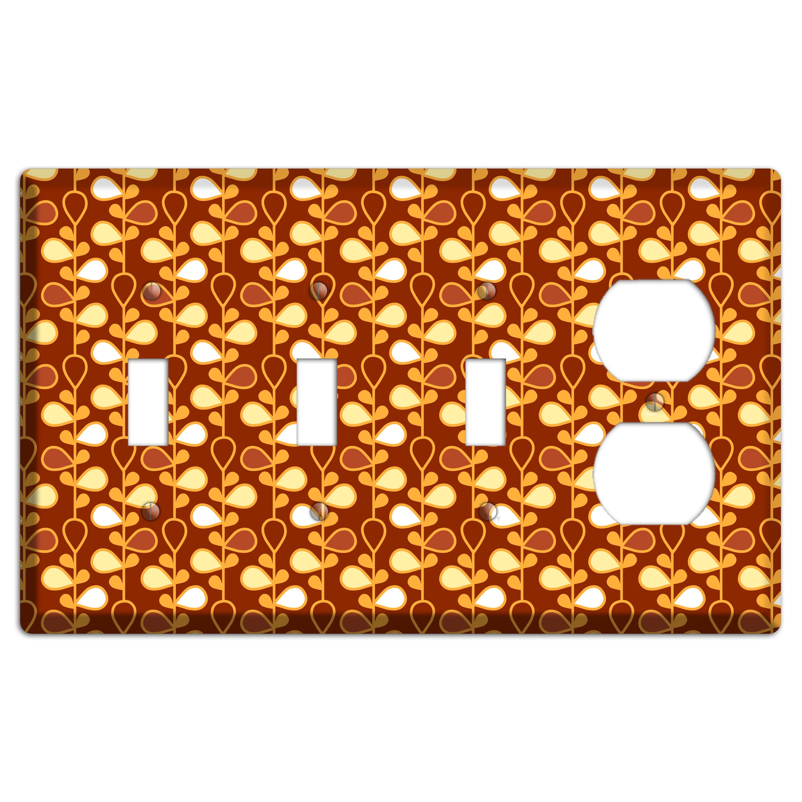 Red with Orange and Yellow Drop and Vine 3 Toggle / Duplex Wallplate