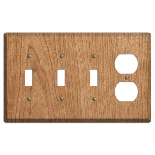 Cherry Wood 3 Toggle / Duplex Outlet Cover Plate