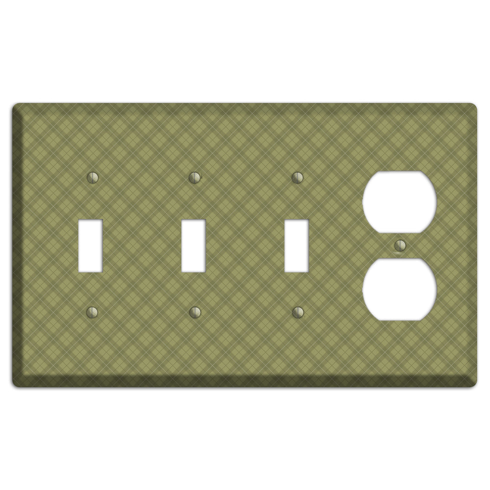 Green Plaid 3 Toggle / Duplex Wallplate