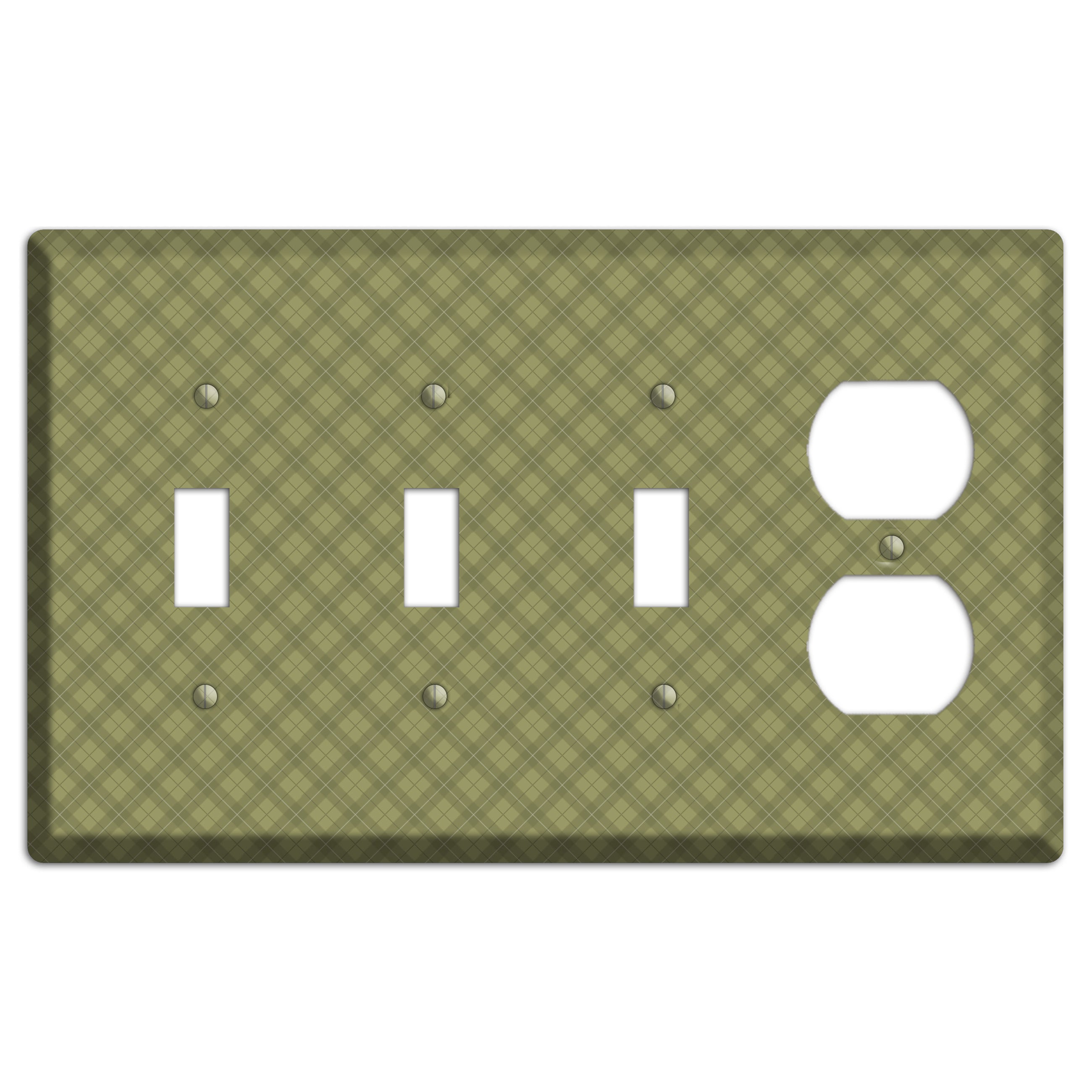 Green Plaid 3 Toggle / Duplex Wallplate
