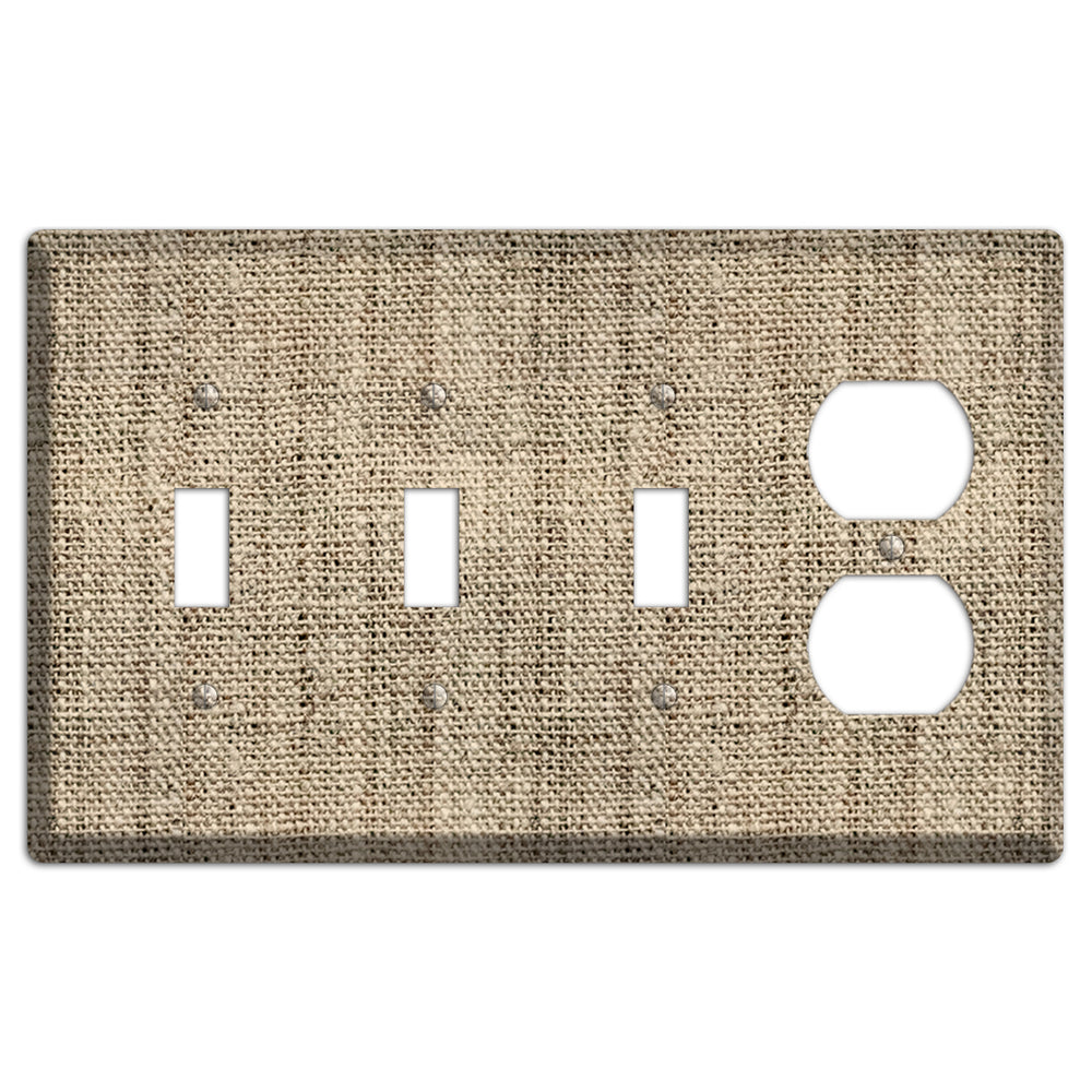 Hillary Burlap 3 Toggle / Duplex Wallplate