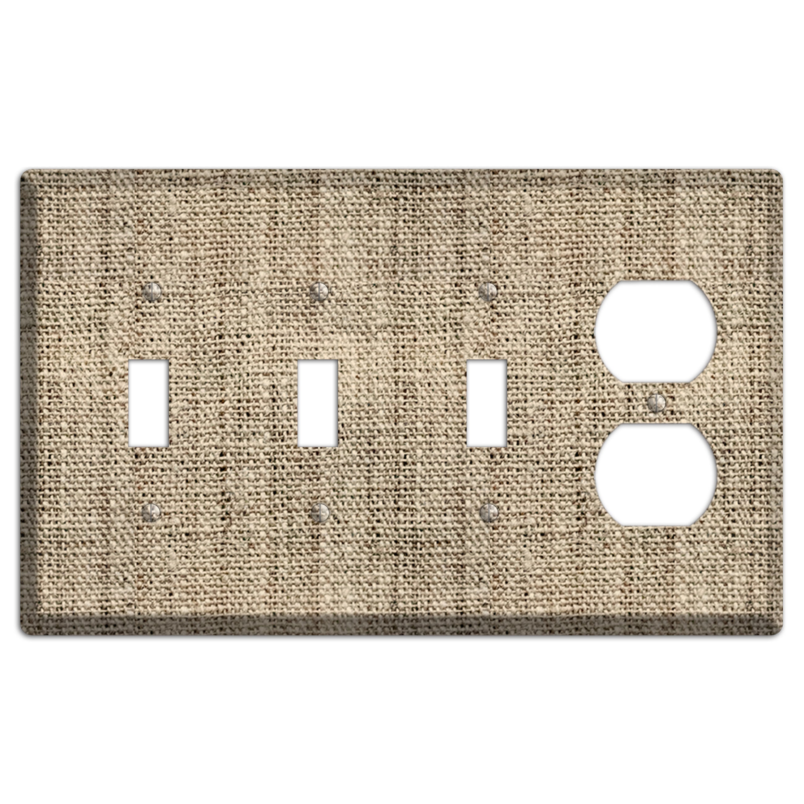 Hillary Burlap 3 Toggle / Duplex Wallplate