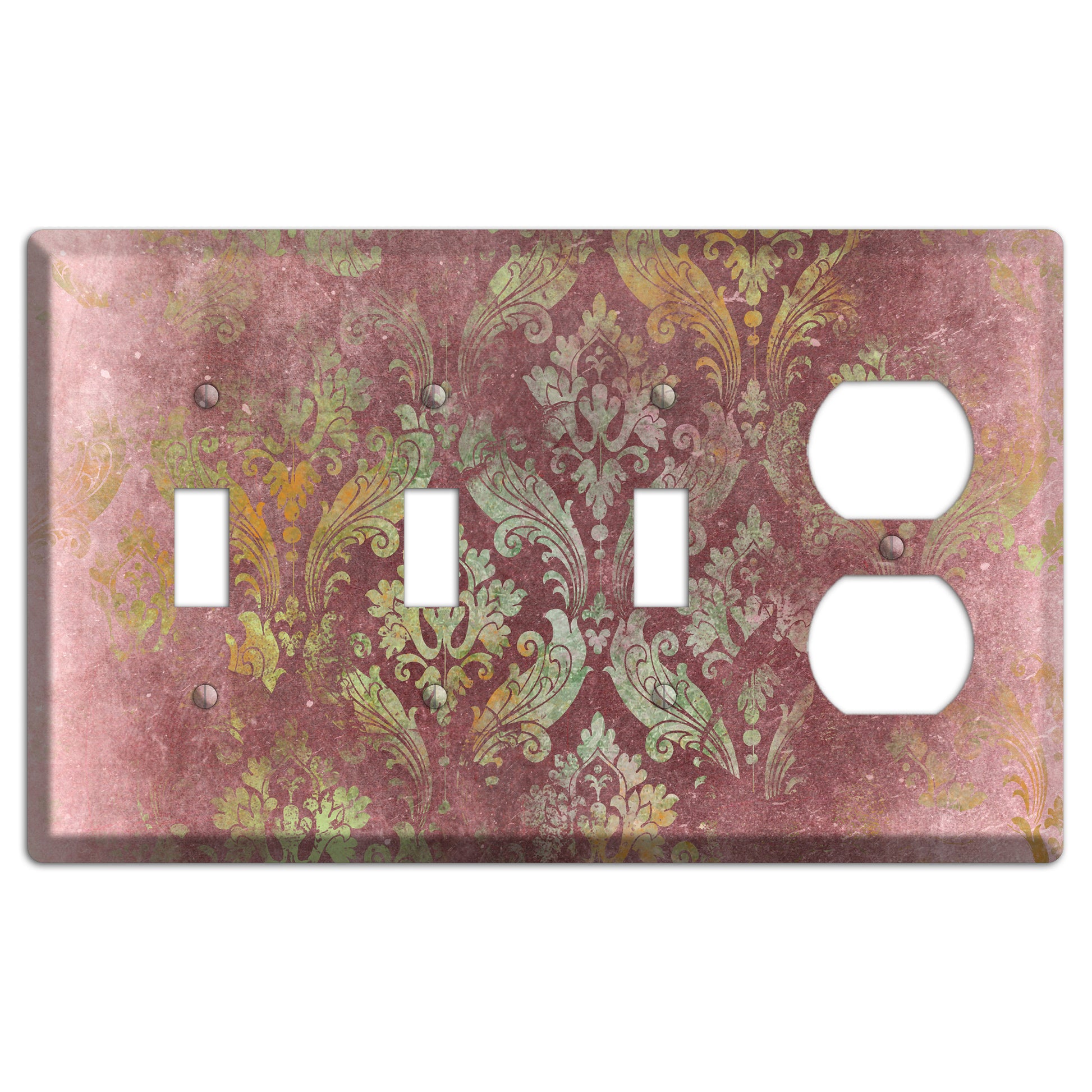 Roman Coffee Whimsical Damask 3 Toggle / Duplex Wallplate