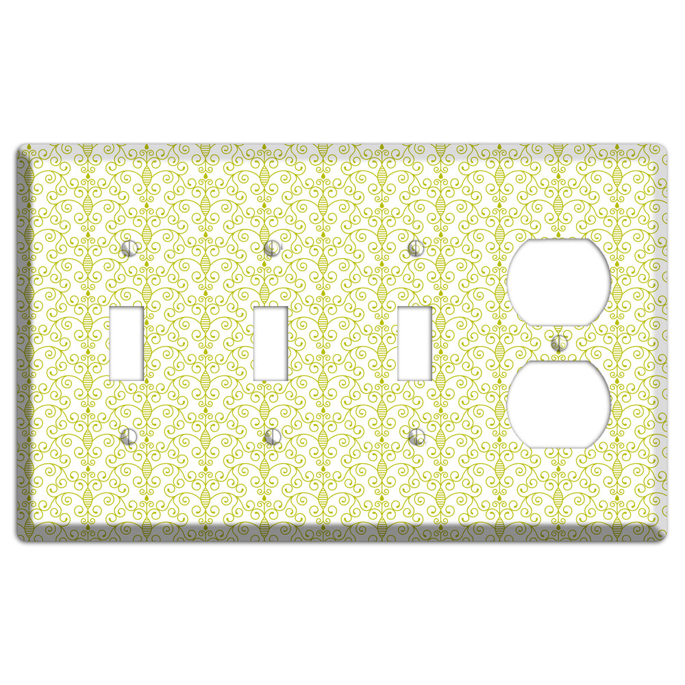 Olive Toile Half Drop 3 Toggle / Duplex Wallplate