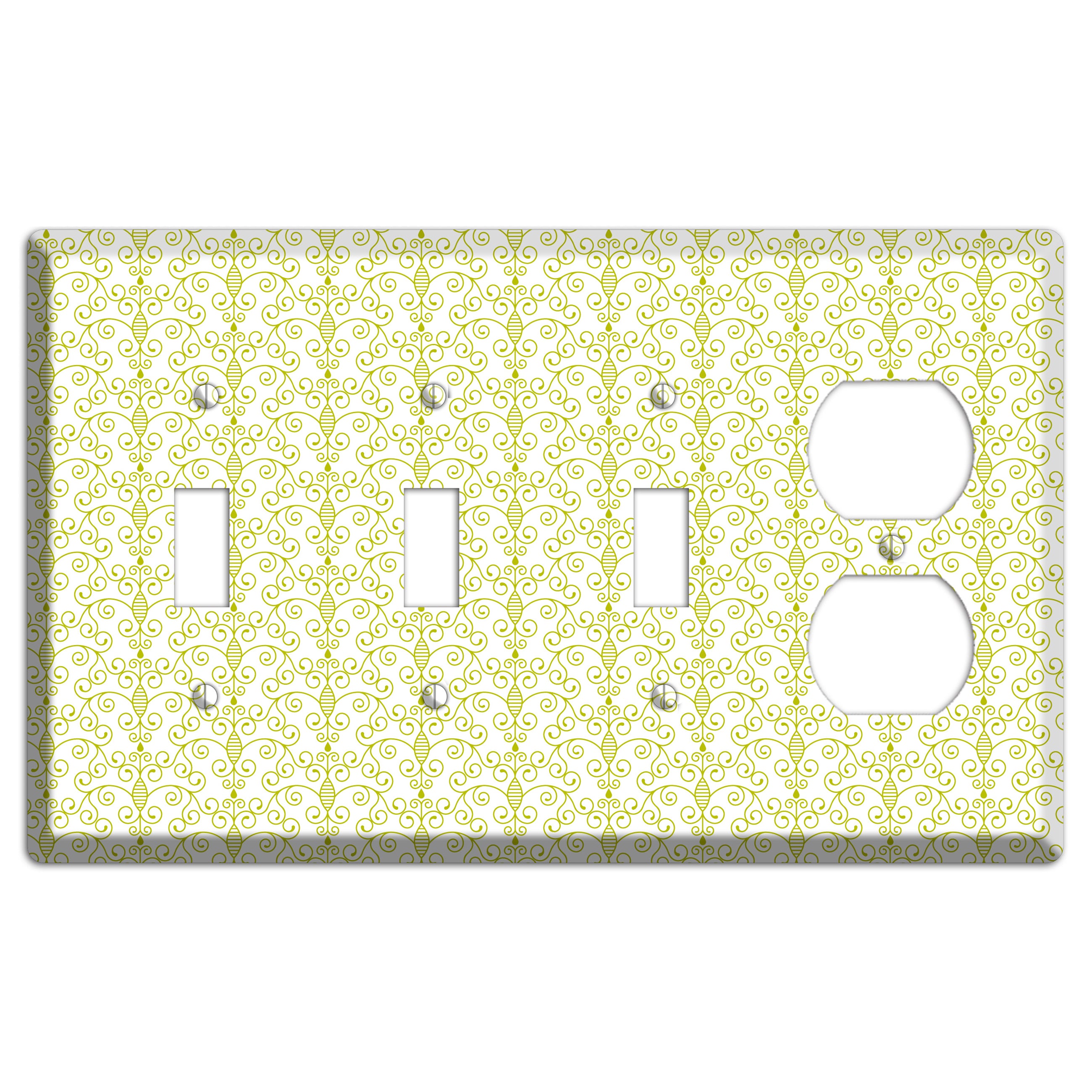 Olive Toile Half Drop 3 Toggle / Duplex Wallplate