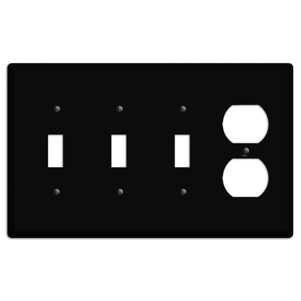 Satin Black Metal 3 Toggle / Duplex Wallplate