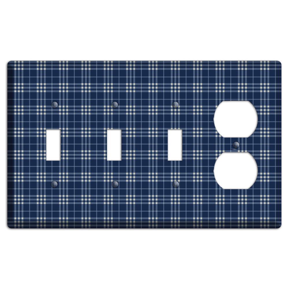 Blue and White Plaid 3 Toggle / Duplex Wallplate