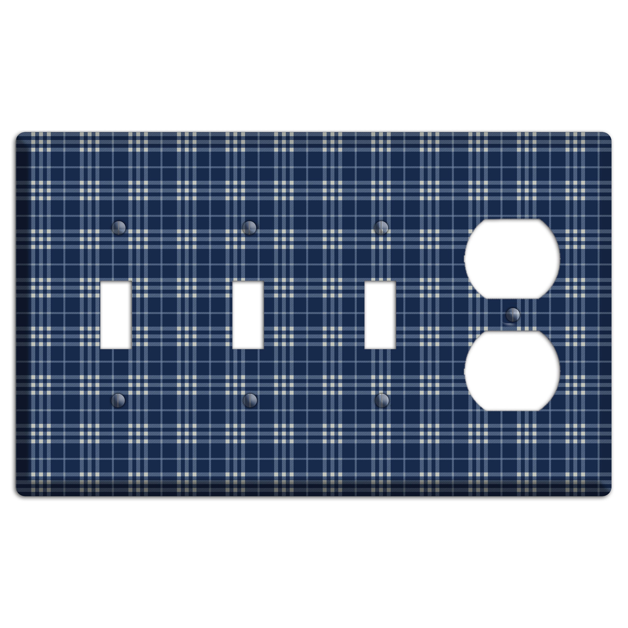 Blue and White Plaid 3 Toggle / Duplex Wallplate