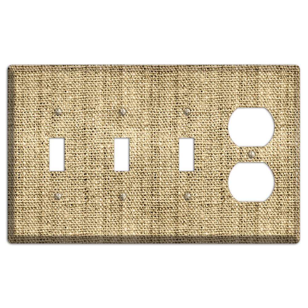 Indian Khaki Burlap 3 Toggle / Duplex Wallplate