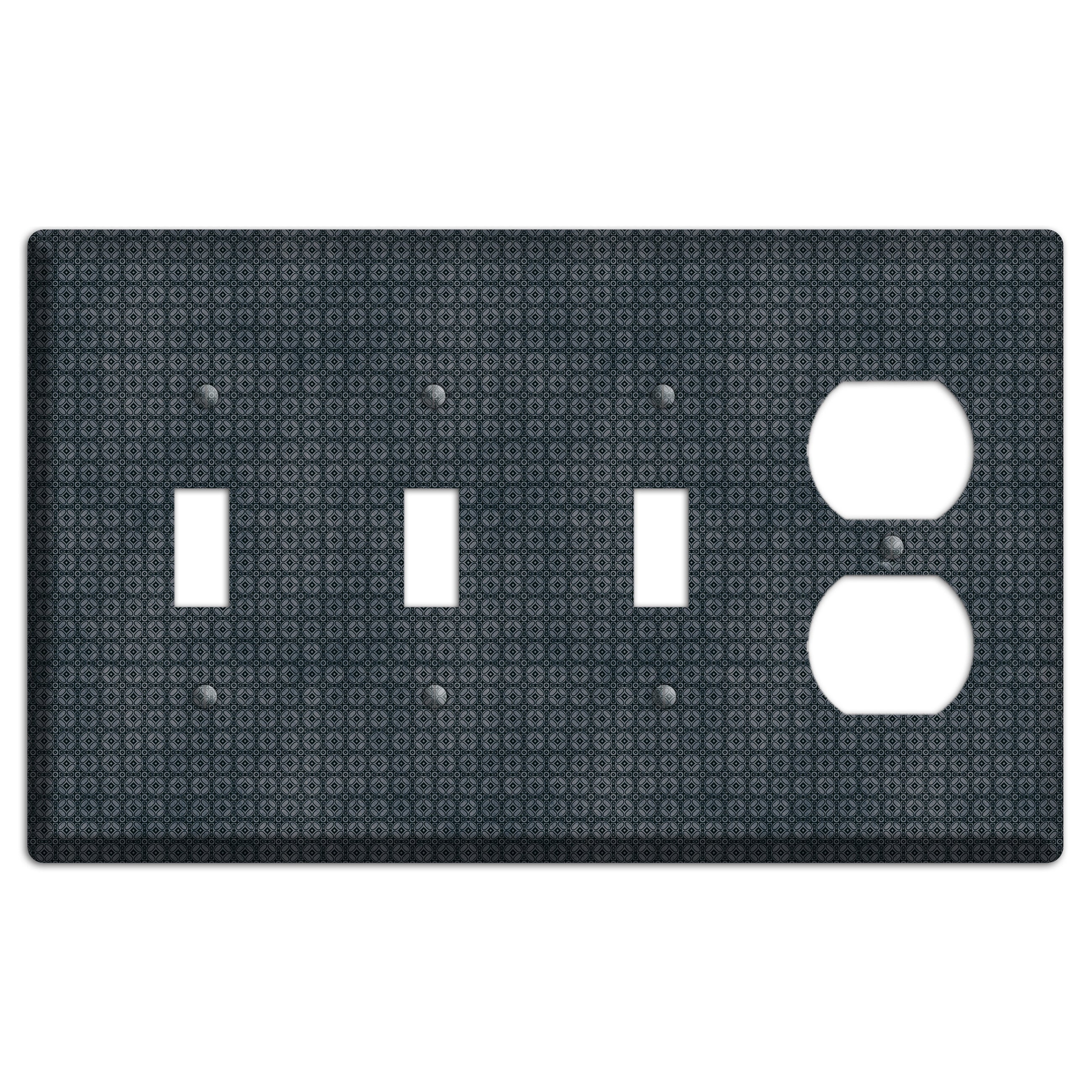 Multi Black and Grey Arabesque 3 Toggle / Duplex Wallplate