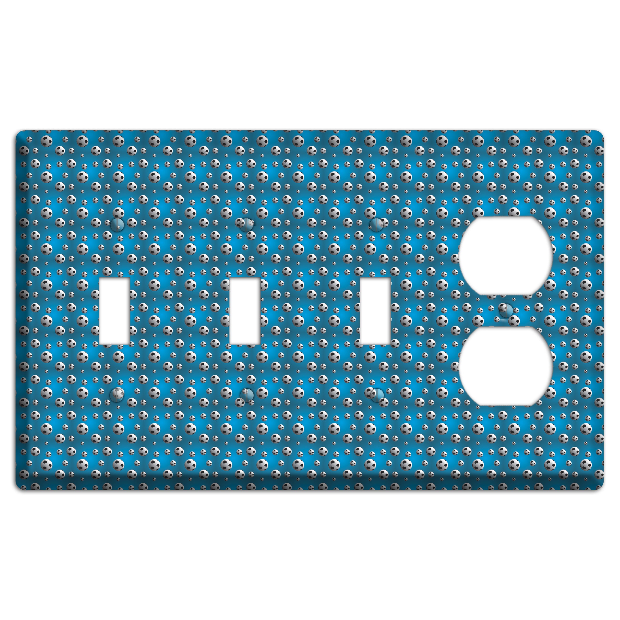 Blue with Soccer Balls 3 Toggle / Duplex Wallplate