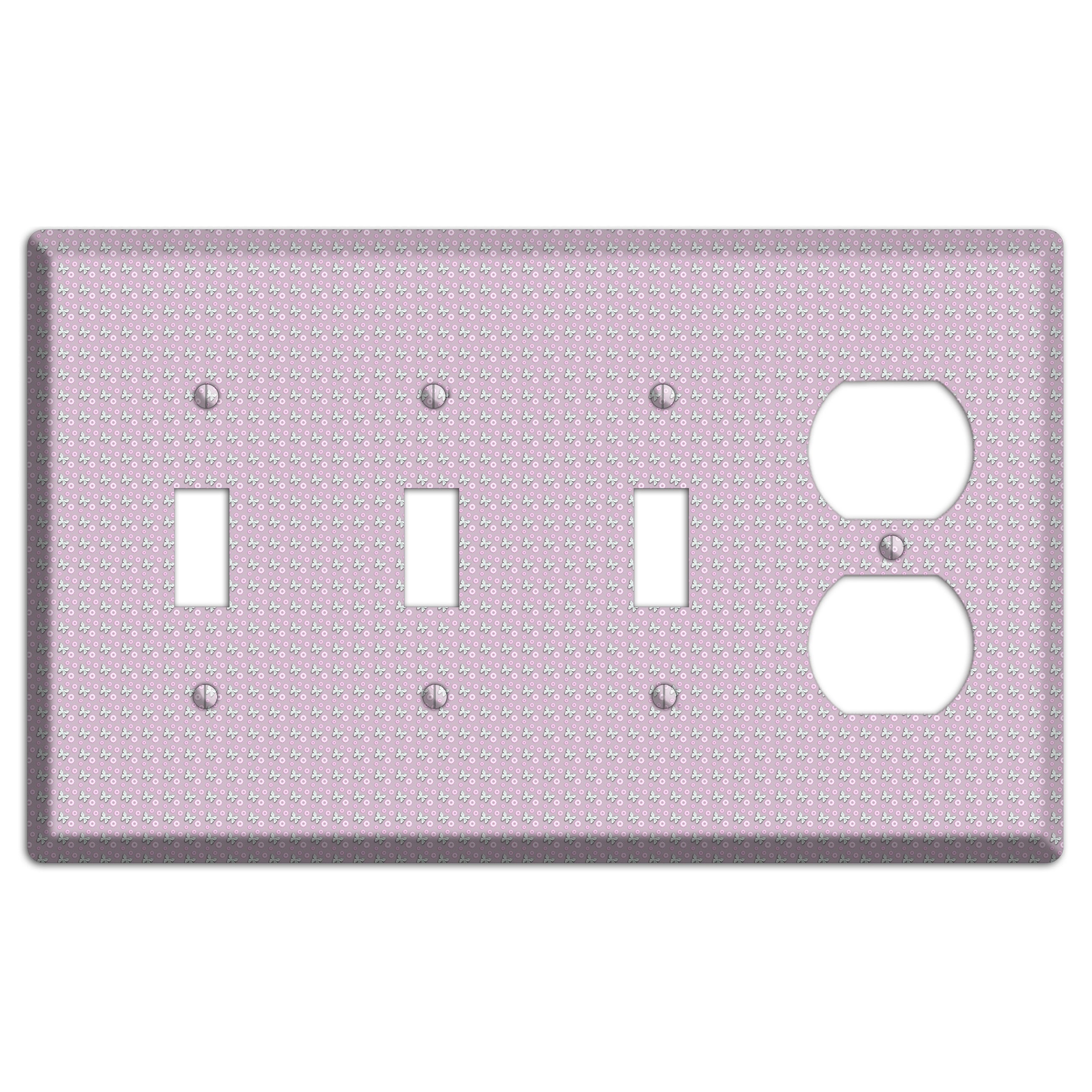 Pink with Butterflies 3 Toggle / Duplex Wallplate
