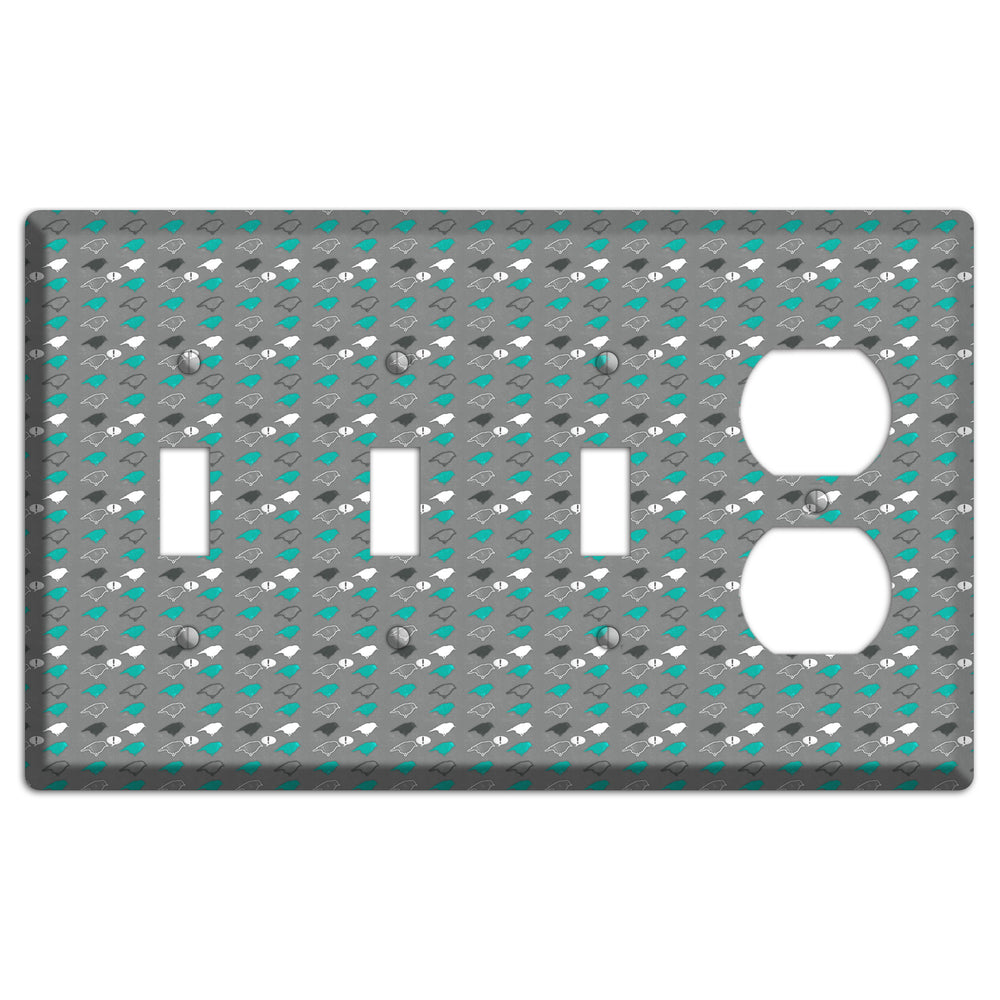 Grey with Small Green Birds 3 Toggle / Duplex Wallplate