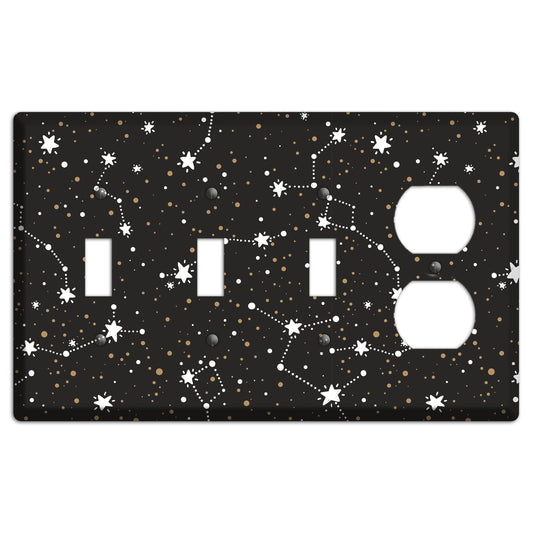 Constellations Black 3 Toggle / Duplex Wallplate