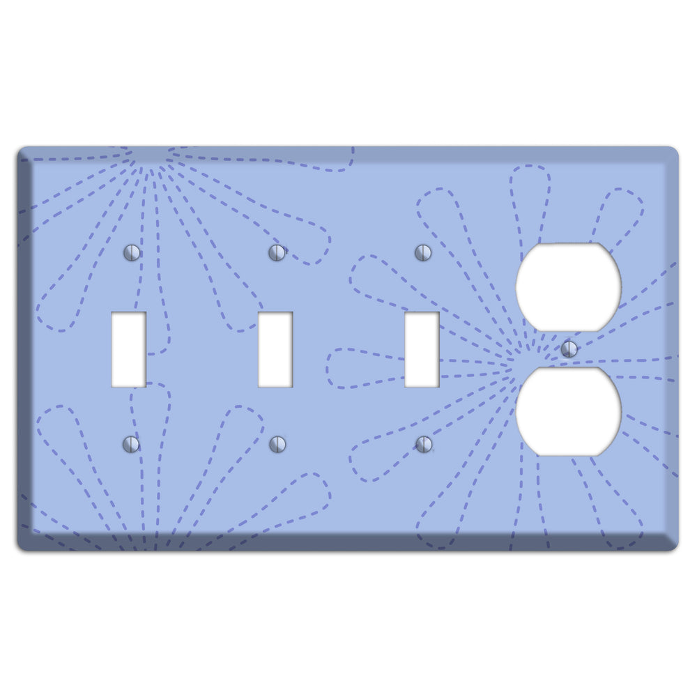 Periwinkle Retro Stipple Floral Contour 3 Toggle / Duplex Wallplate