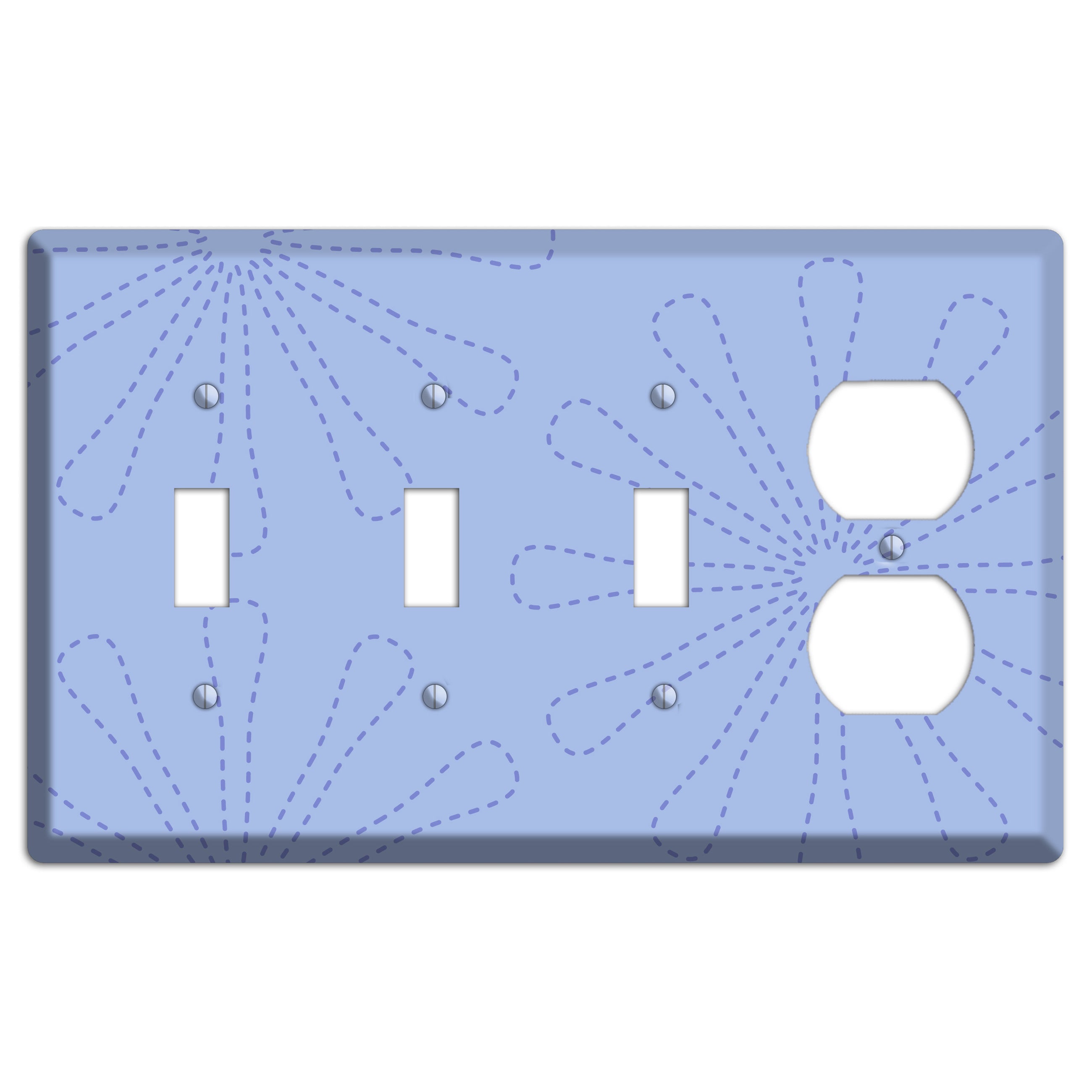 Periwinkle Retro Stipple Floral Contour 3 Toggle / Duplex Wallplate