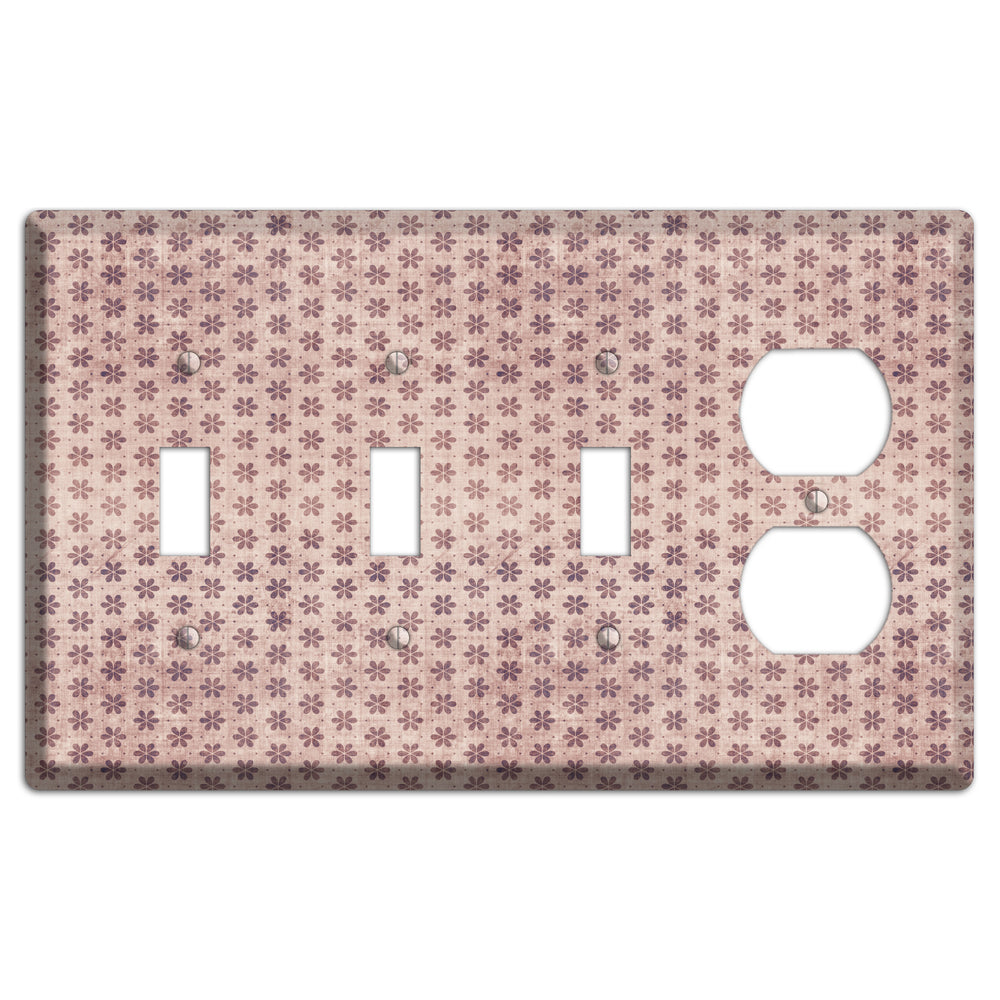 Dusty Pink Grunge Floral Contour 3 Toggle / Duplex Wallplate