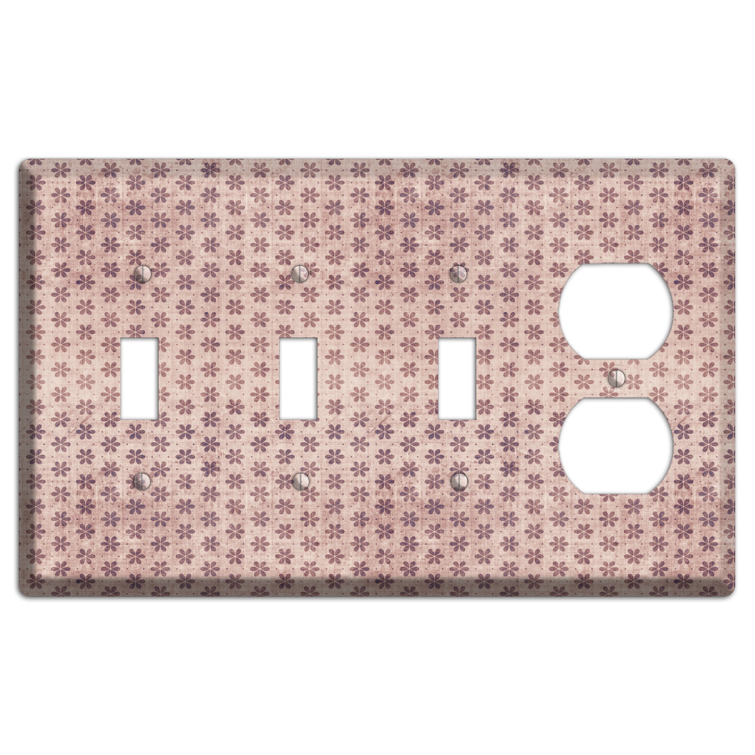 Dusty Pink Grunge Floral Contour 3 Toggle / Duplex Wallplate