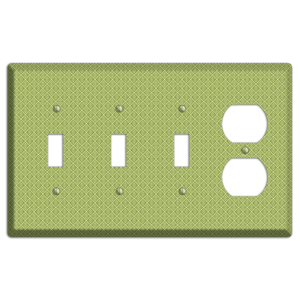 Small Green Damask Diamonds 3 Toggle / Duplex Wallplate